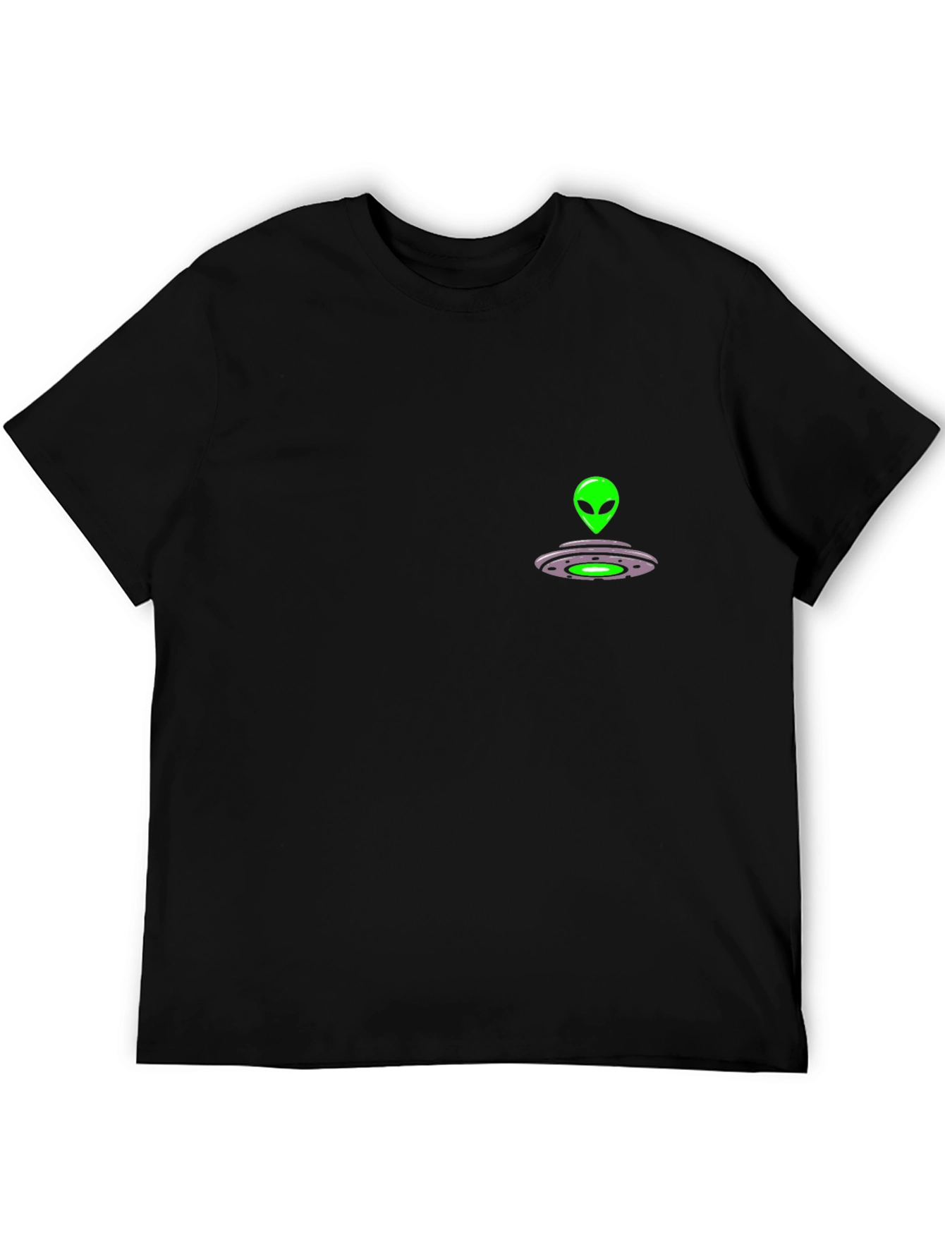Alien Spaceship Graphic Tee - Black Cotton Comfort