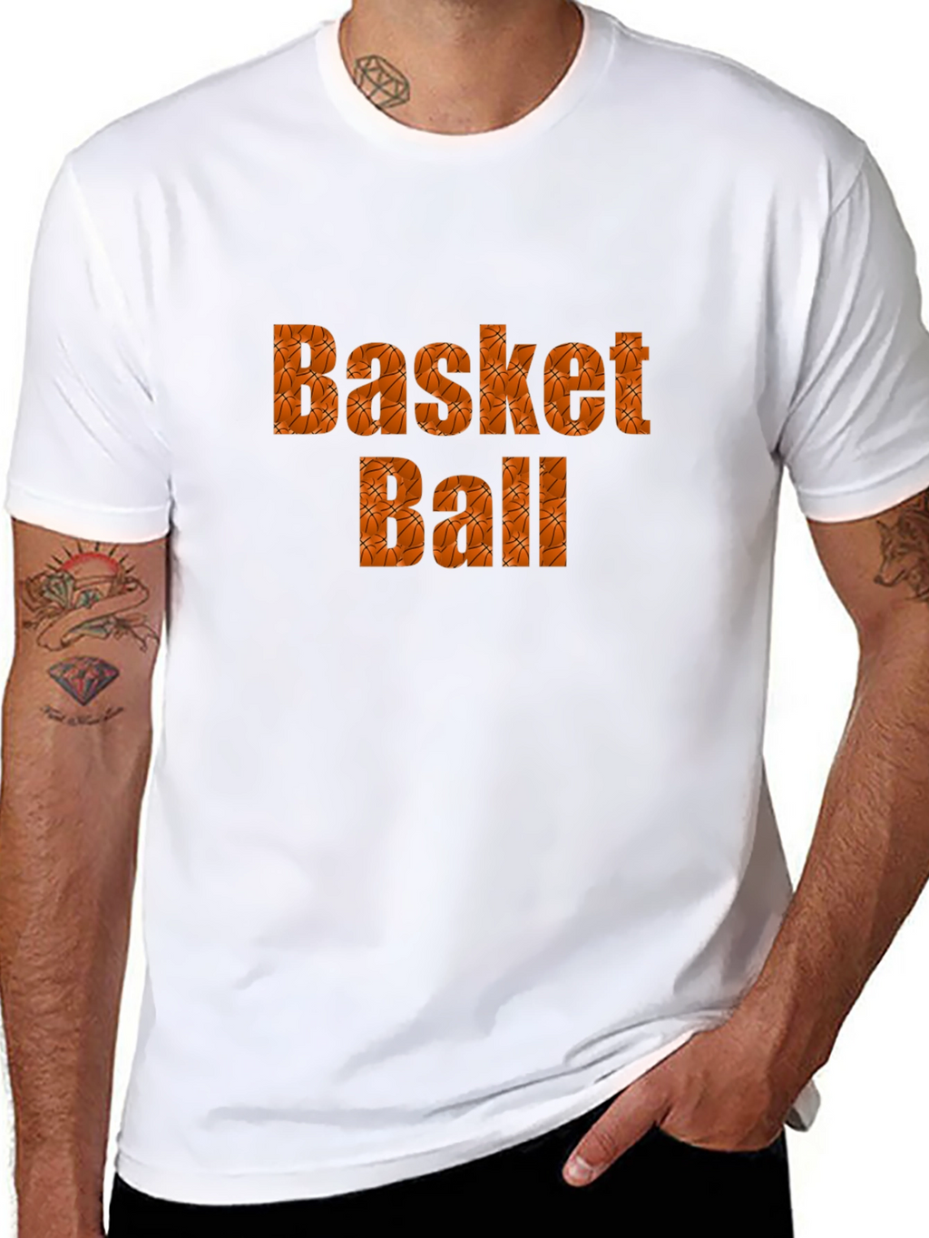 Basketball Graphic Tee - Black Cotton Blend T-Shirt