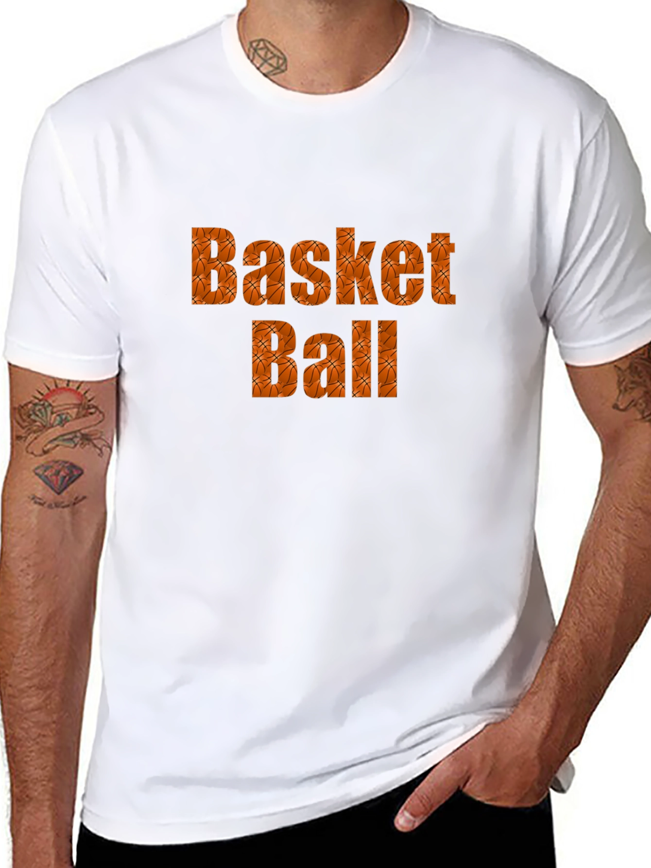 Basketball Graphic Tee - Black Cotton Blend T-Shirt
