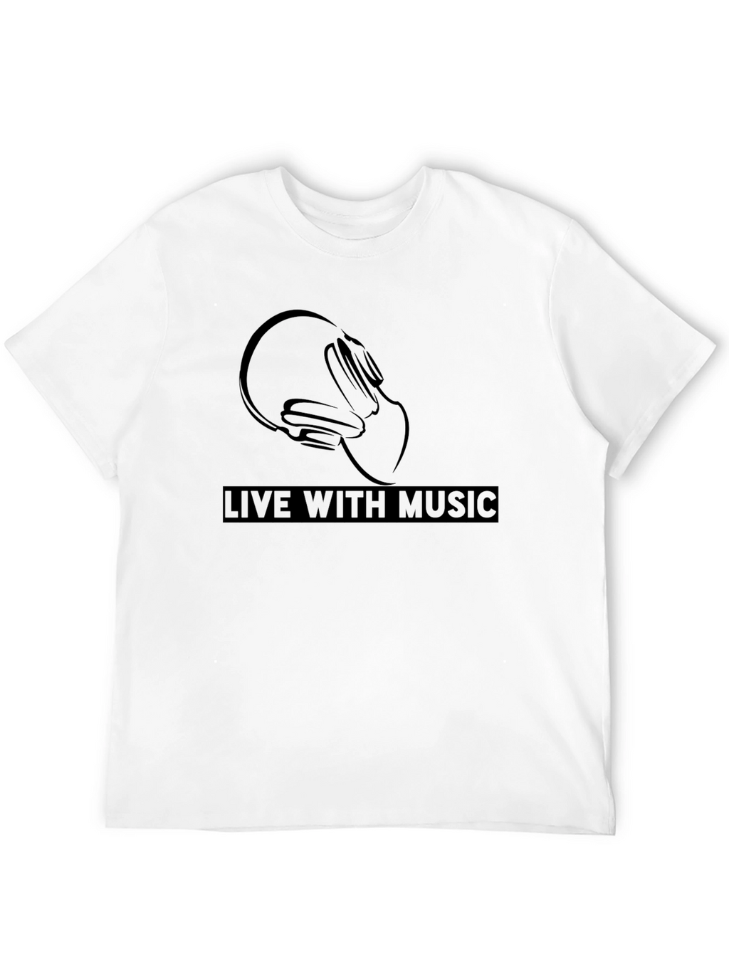 Live With Music - Stylish Black Graphic Tee