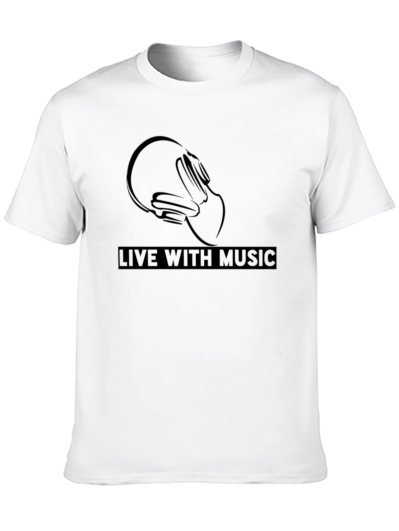 Live With Music - Stylish Black Graphic Tee