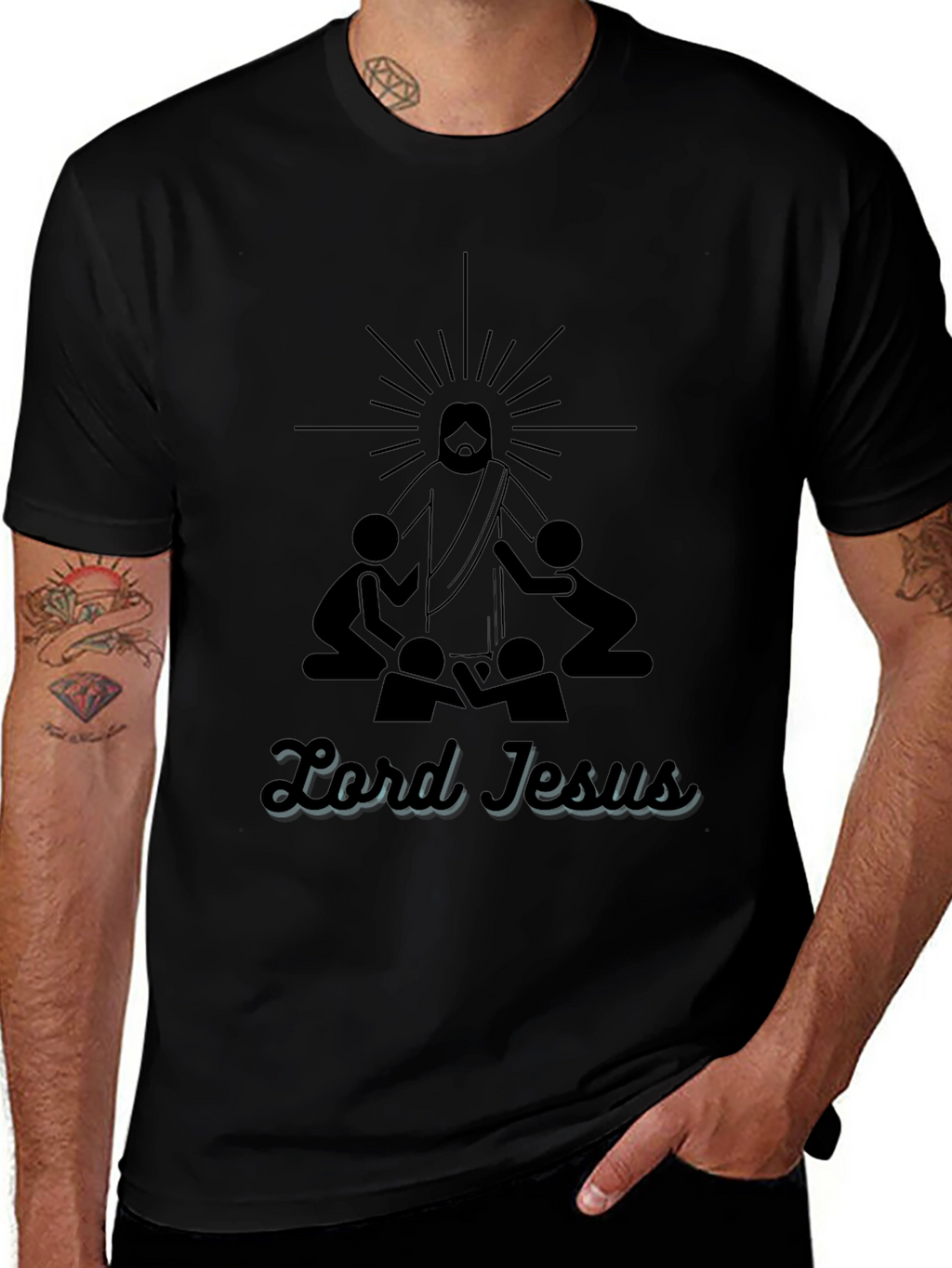 Lord Jesus Graphic Tee - Black Christian T-Shirt