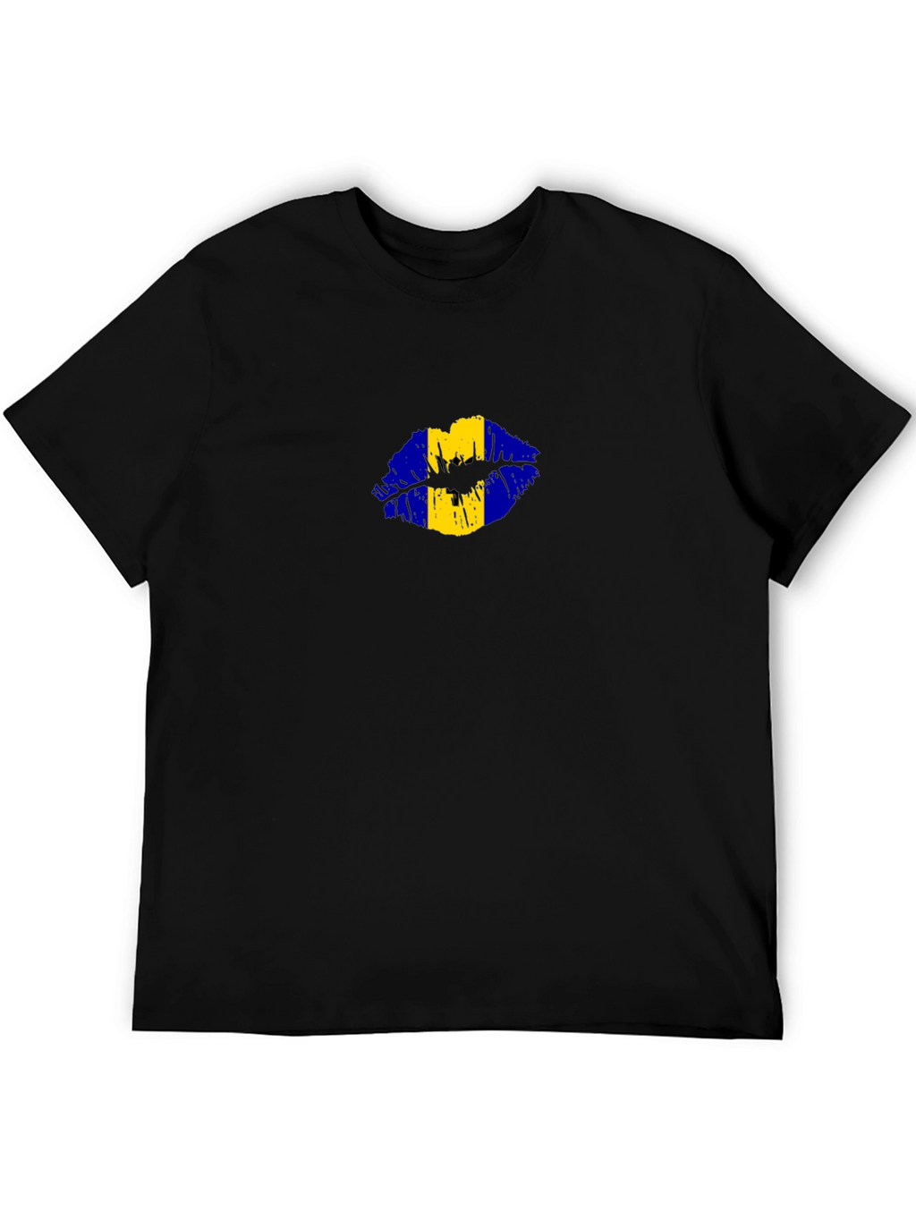Barbados Flag Lips Black T-Shirt