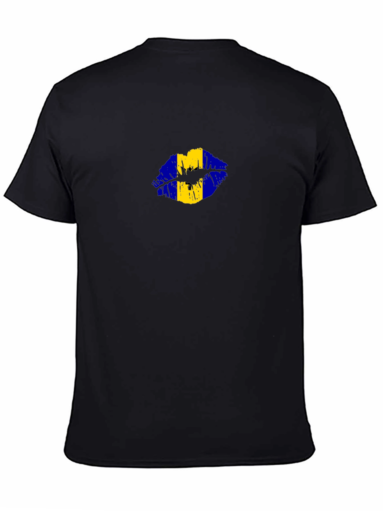 Barbados Flag Lips Black T-Shirt