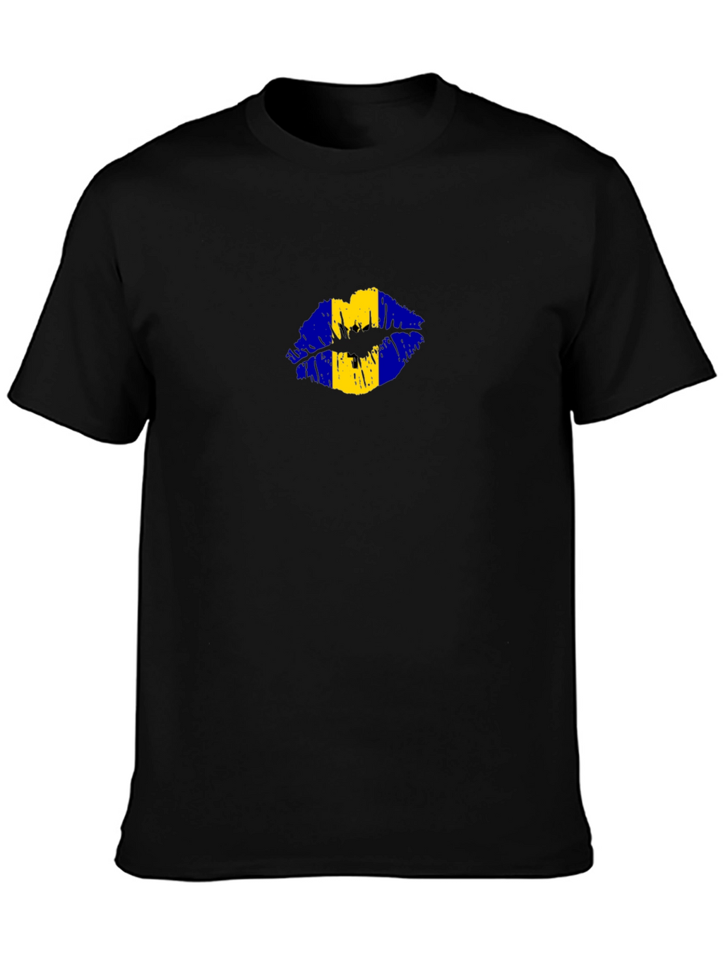 Barbados Flag Lips Black T-Shirt