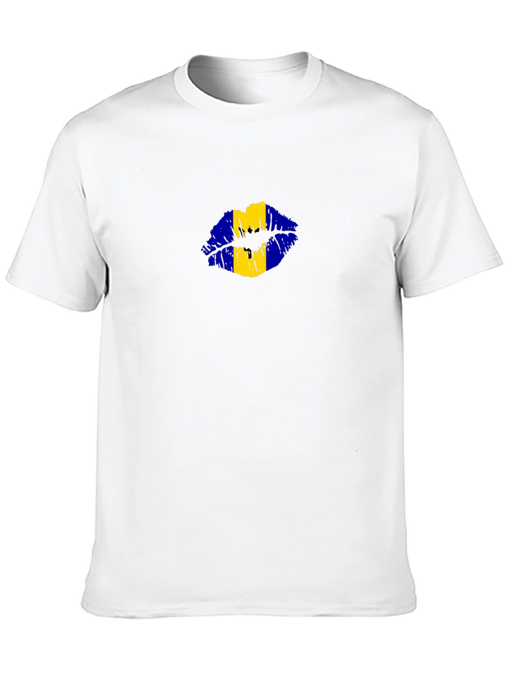 Barbados Flag Lips Black T-Shirt