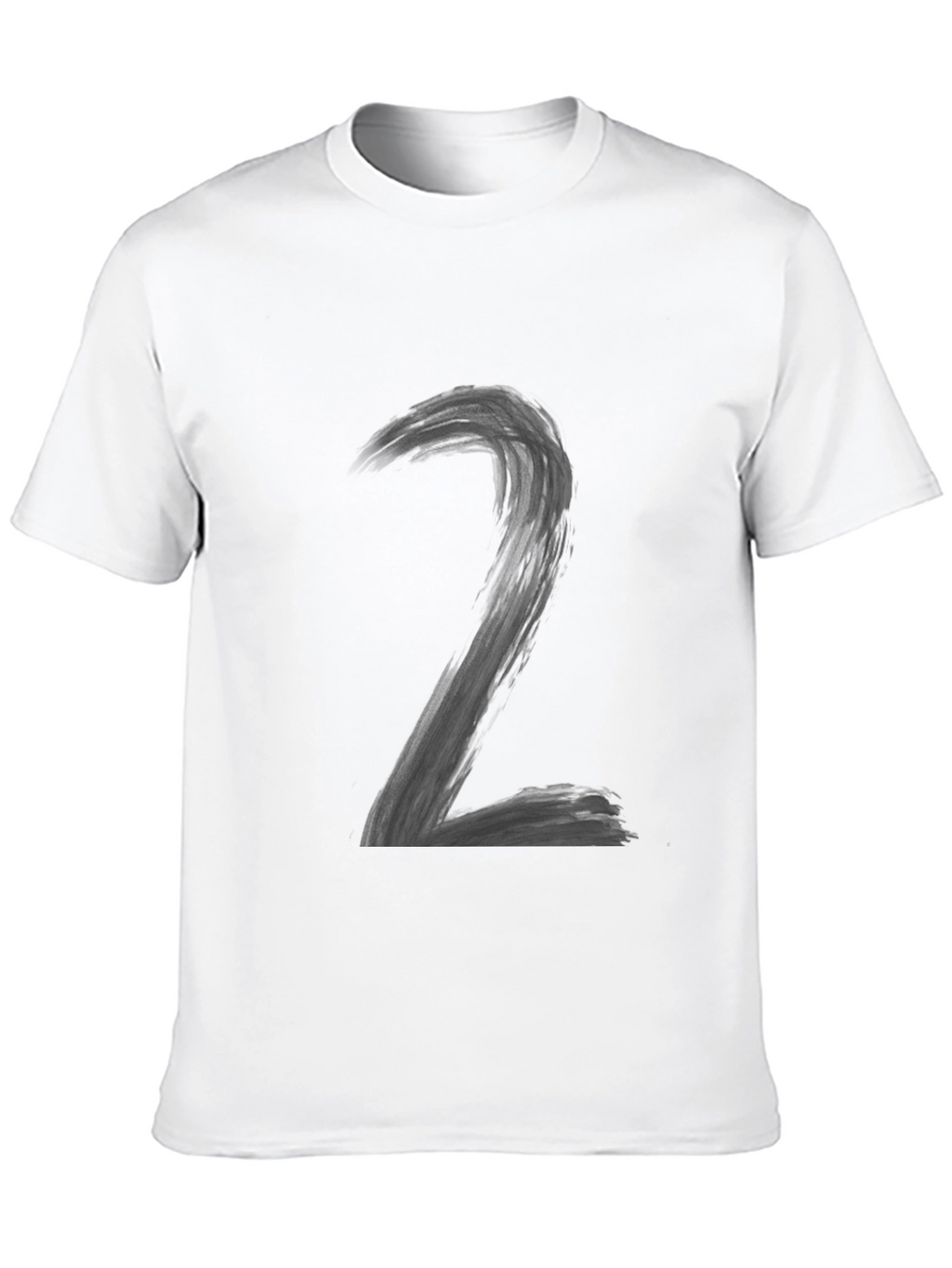 Mens Black T-Shirt with Brush Stroke Number Two Design