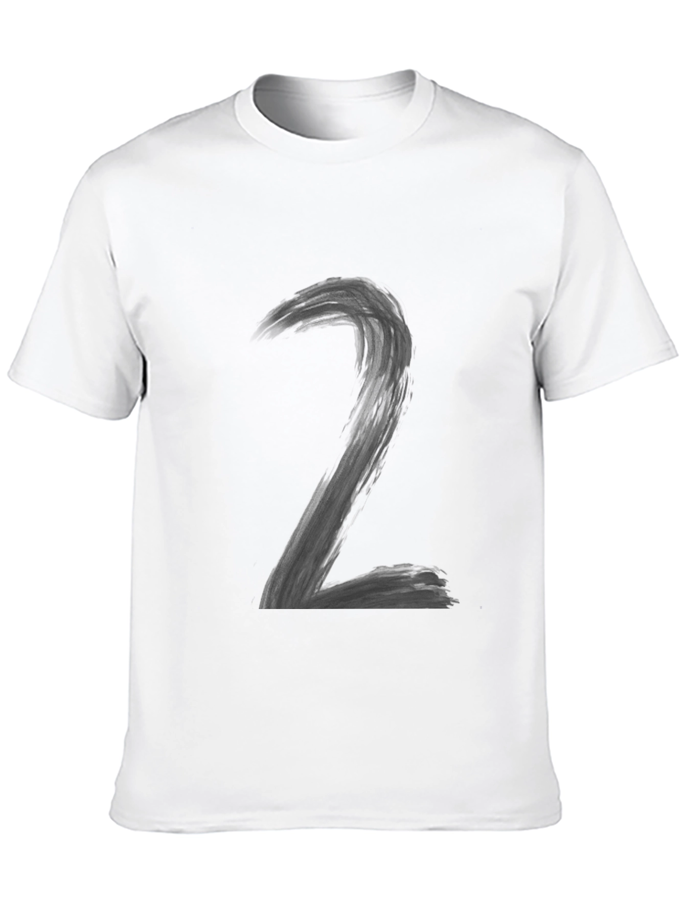 Mens Black T-Shirt with Brush Stroke Number Two Design