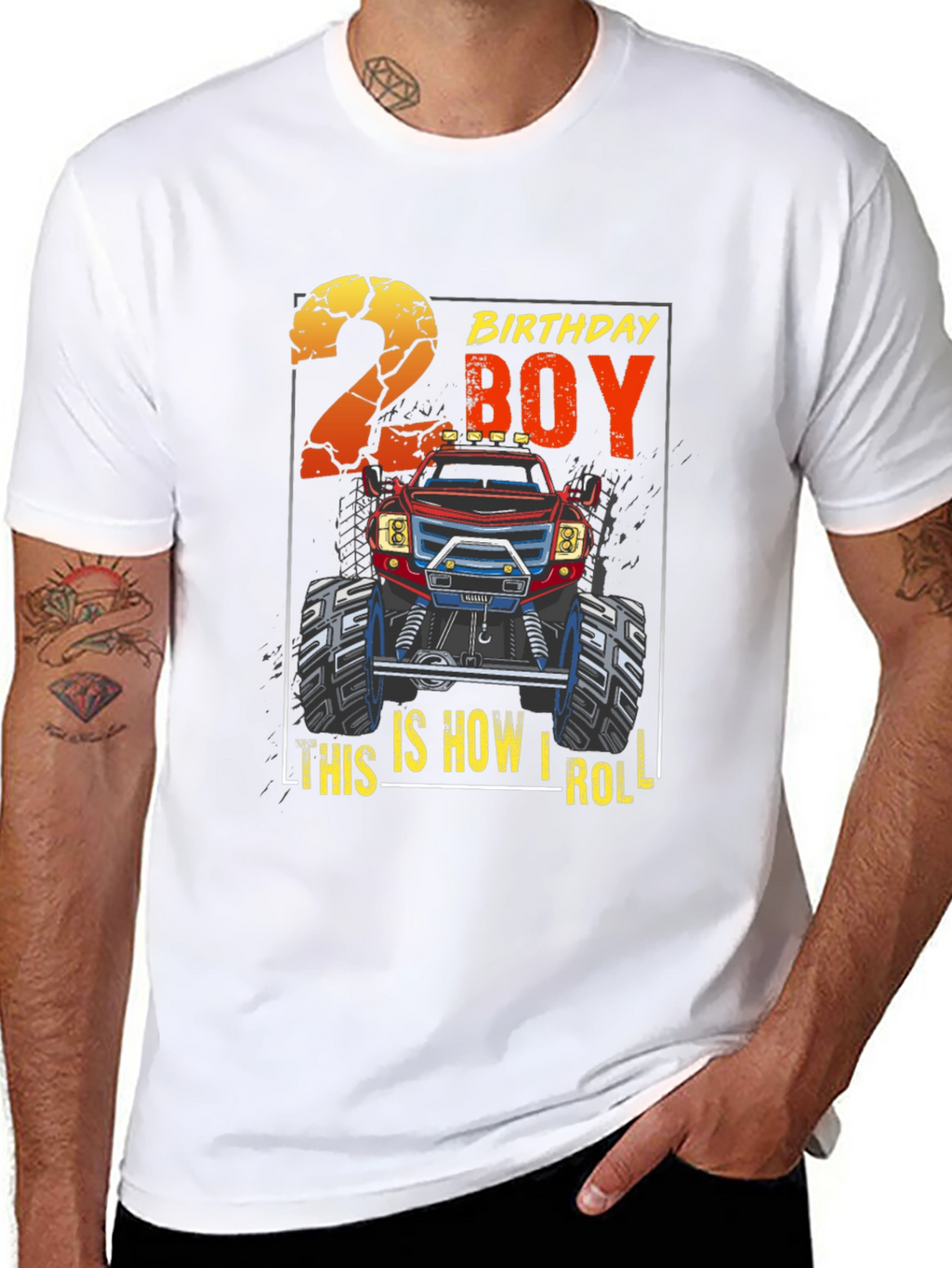 2nd Birthday Boy Monster Truck T-Shirt