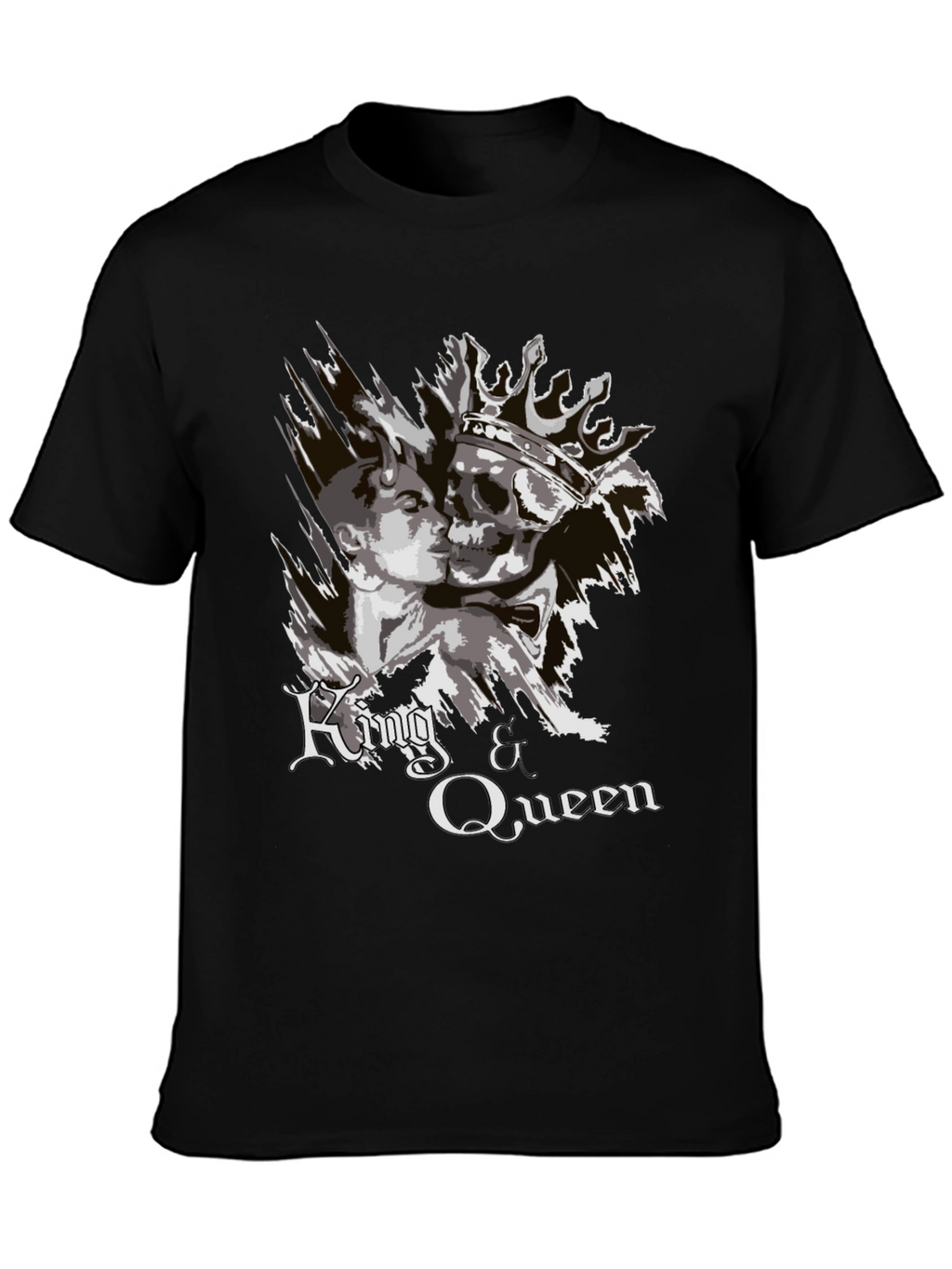 King & Queen Graphic Print Black T-Shirt