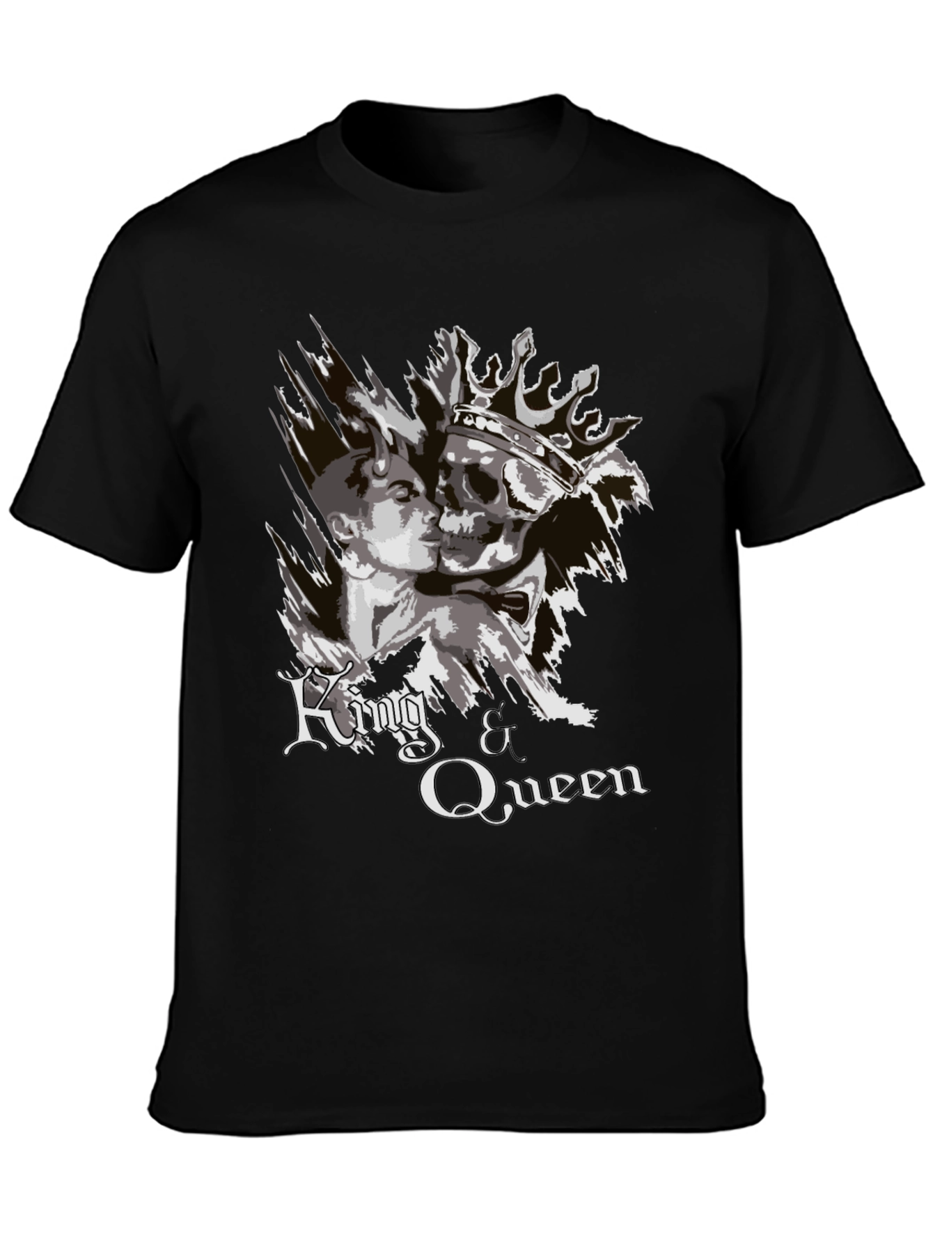 King & Queen Graphic Print Black T-Shirt