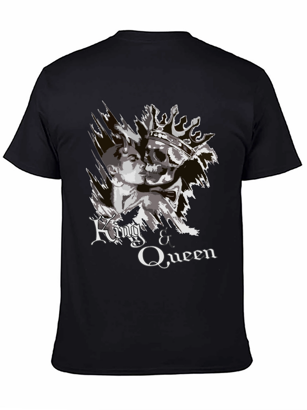 King & Queen Graphic Print Black T-Shirt