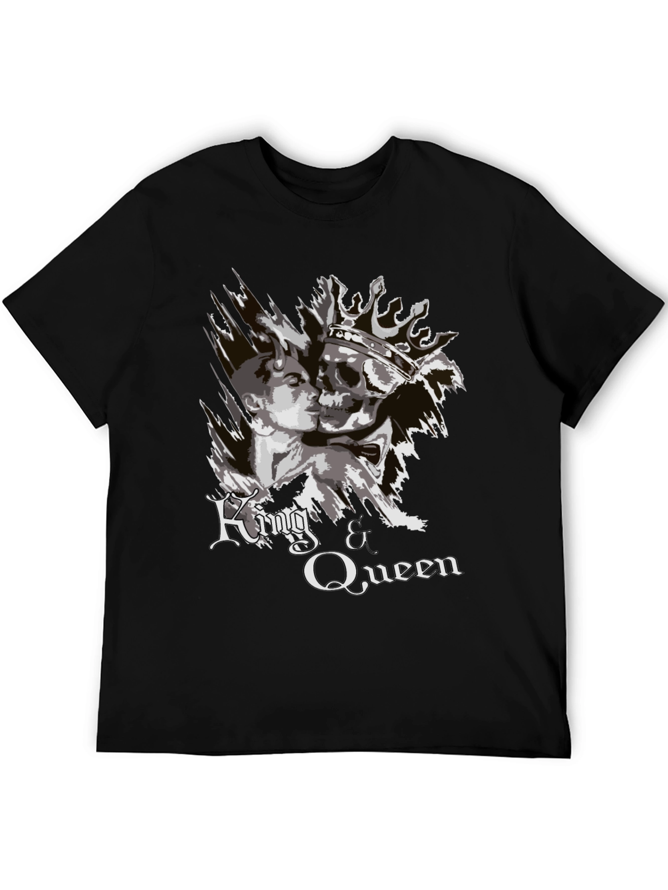 King & Queen Graphic Print Black T-Shirt