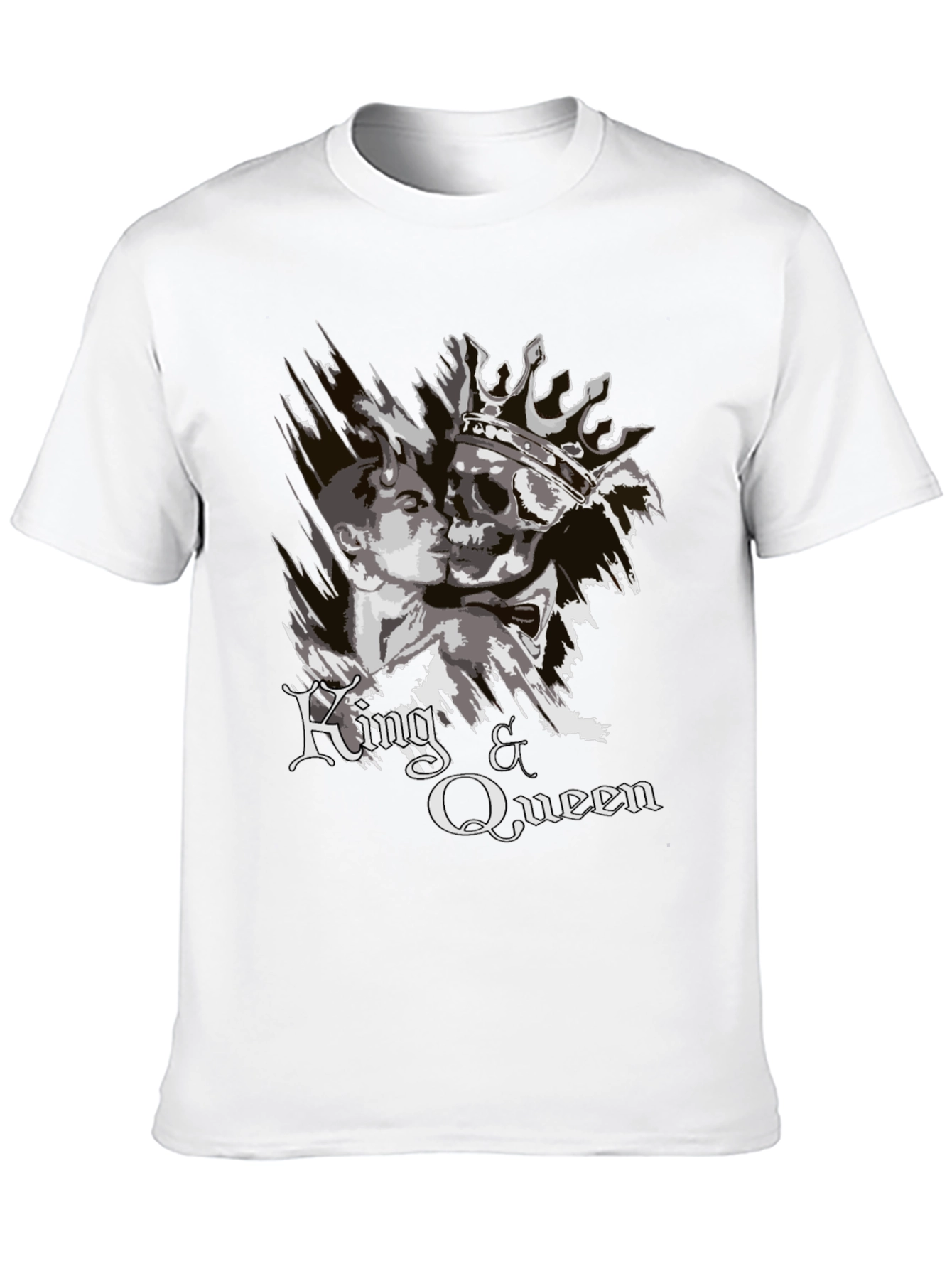 King & Queen Graphic Print Black T-Shirt