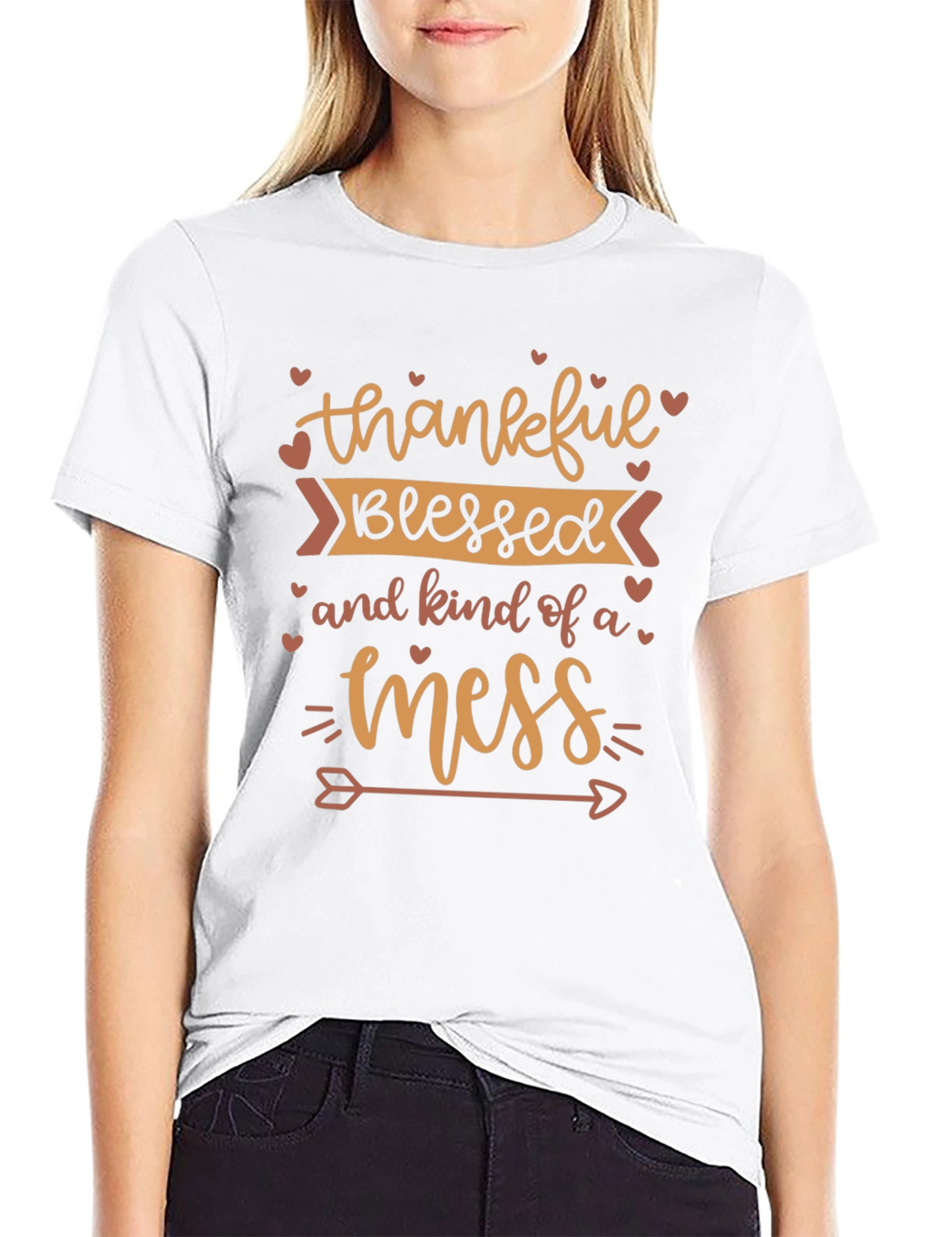 Thankful Blessed Mess Graphic T-Shirt