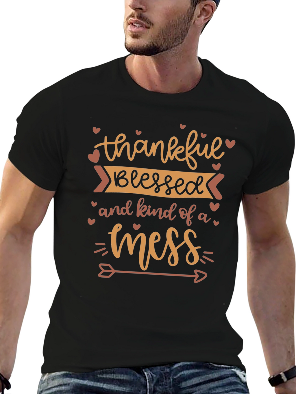 Thankful Blessed Mess Graphic T-Shirt