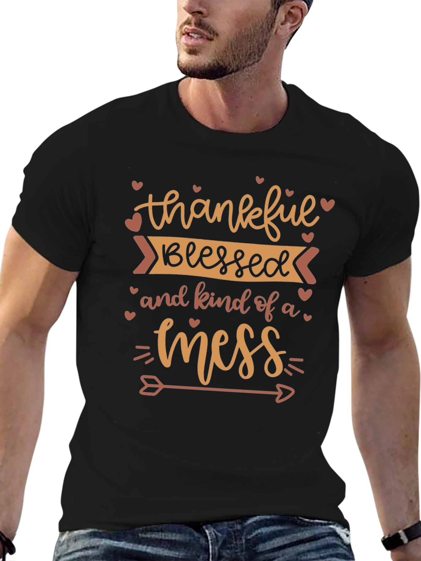 Thankful Blessed Mess Graphic T-Shirt