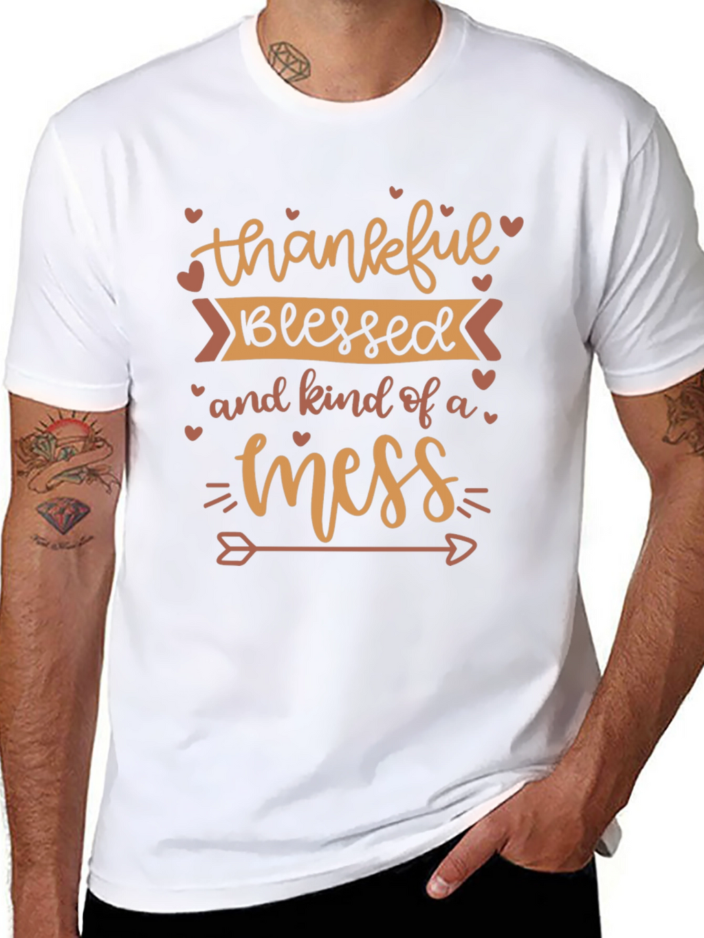 Thankful Blessed Mess Graphic T-Shirt