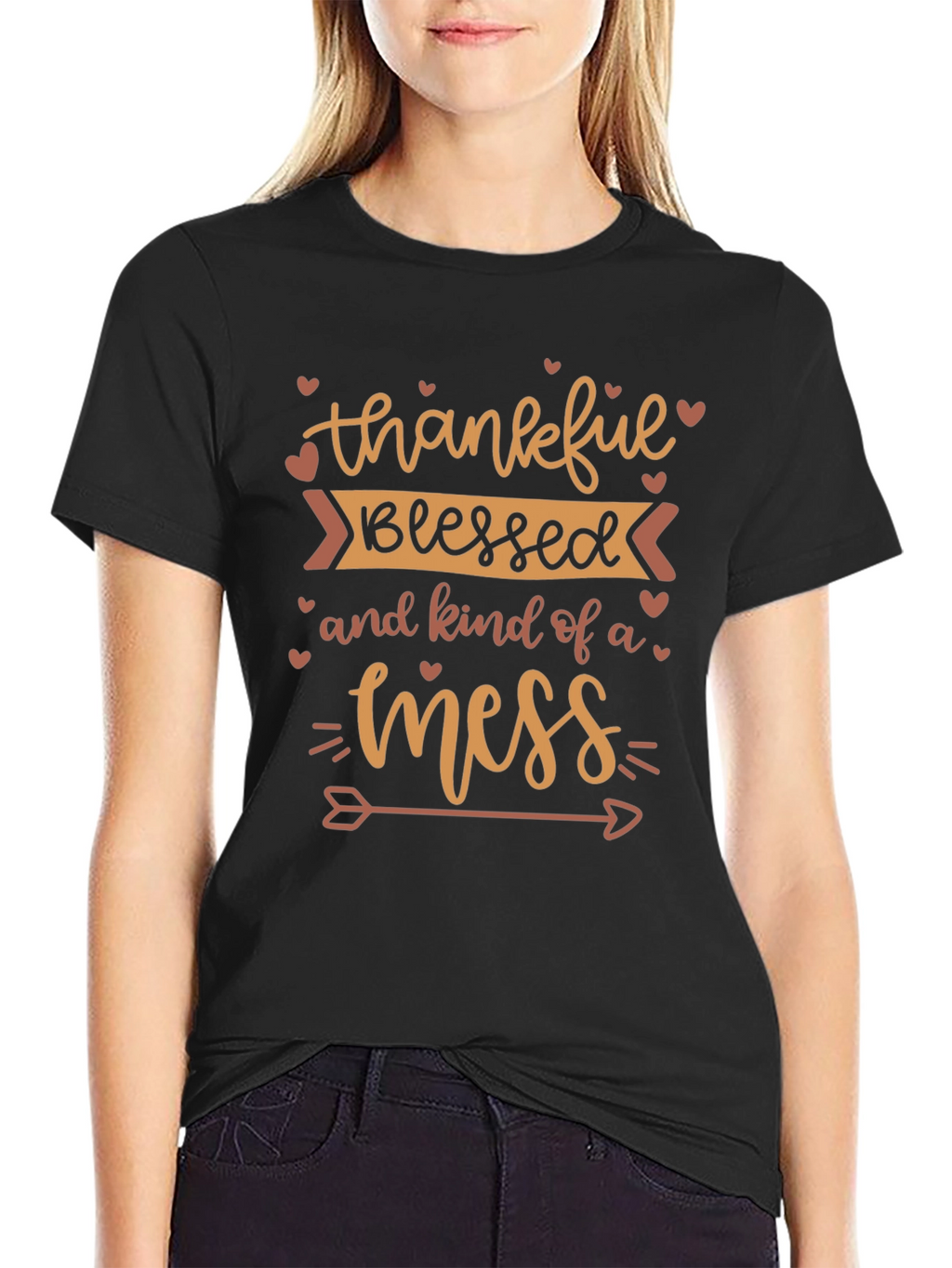 Thankful Blessed Mess Graphic T-Shirt