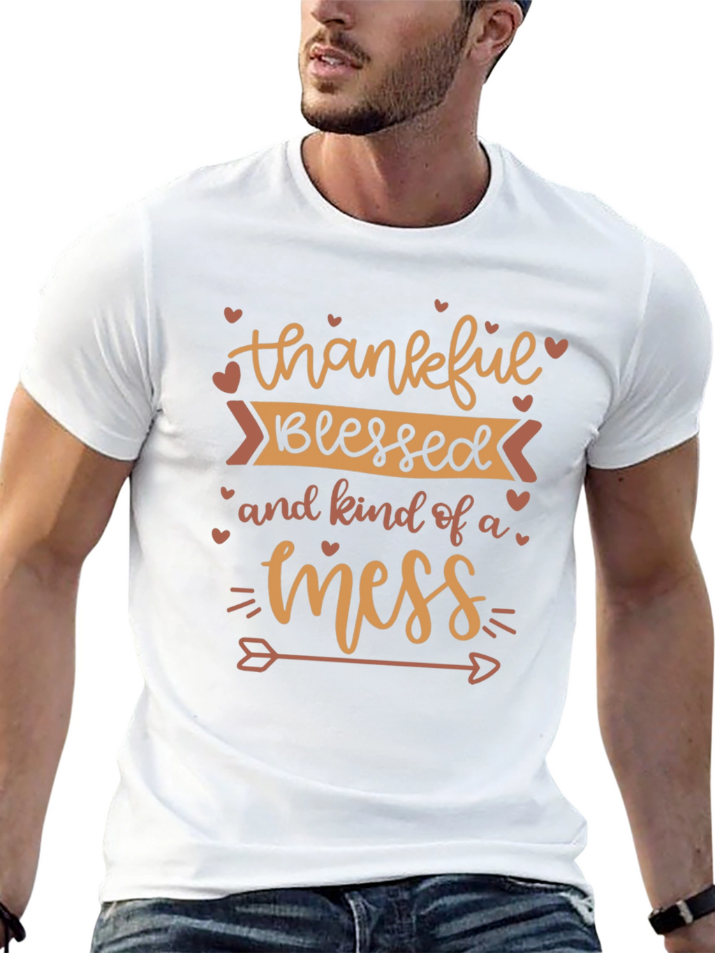 Thankful Blessed Mess Graphic T-Shirt