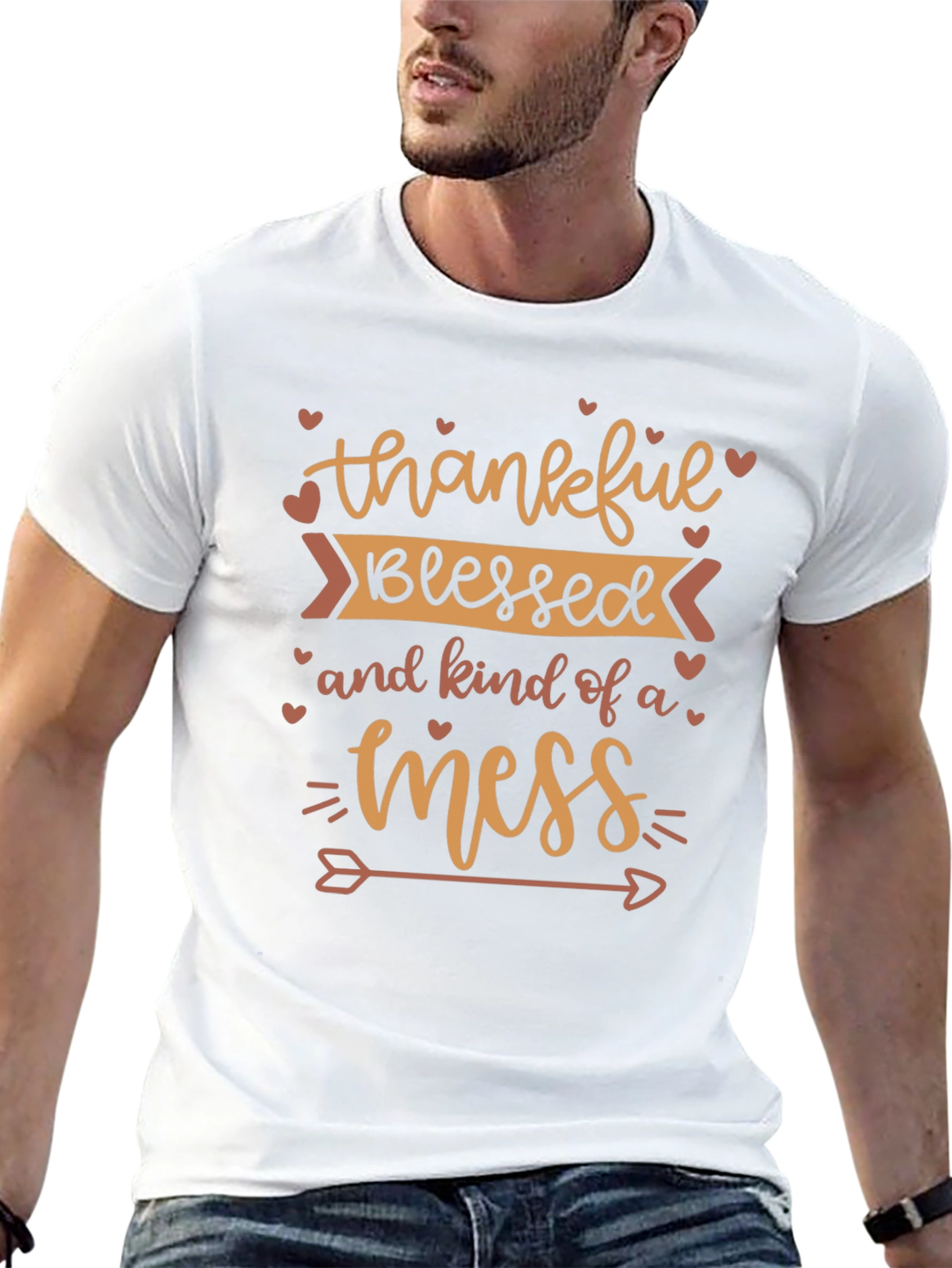 Thankful Blessed Mess Graphic T-Shirt