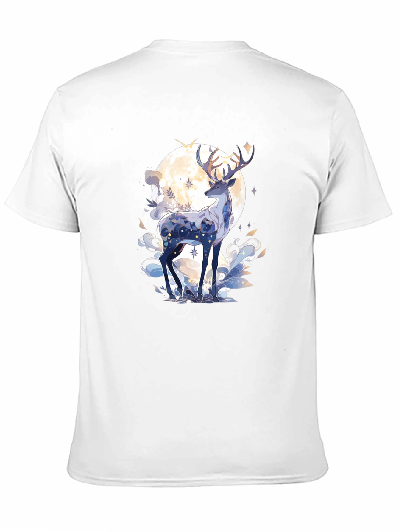 Celestial Deer Graphic Tee - Black Cotton Comfort