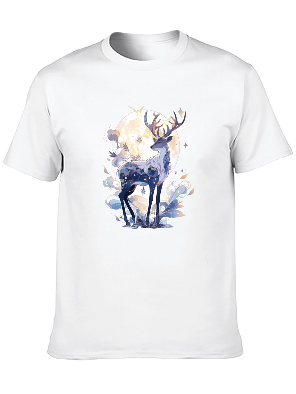 Celestial Deer Graphic Tee - Black Cotton Comfort