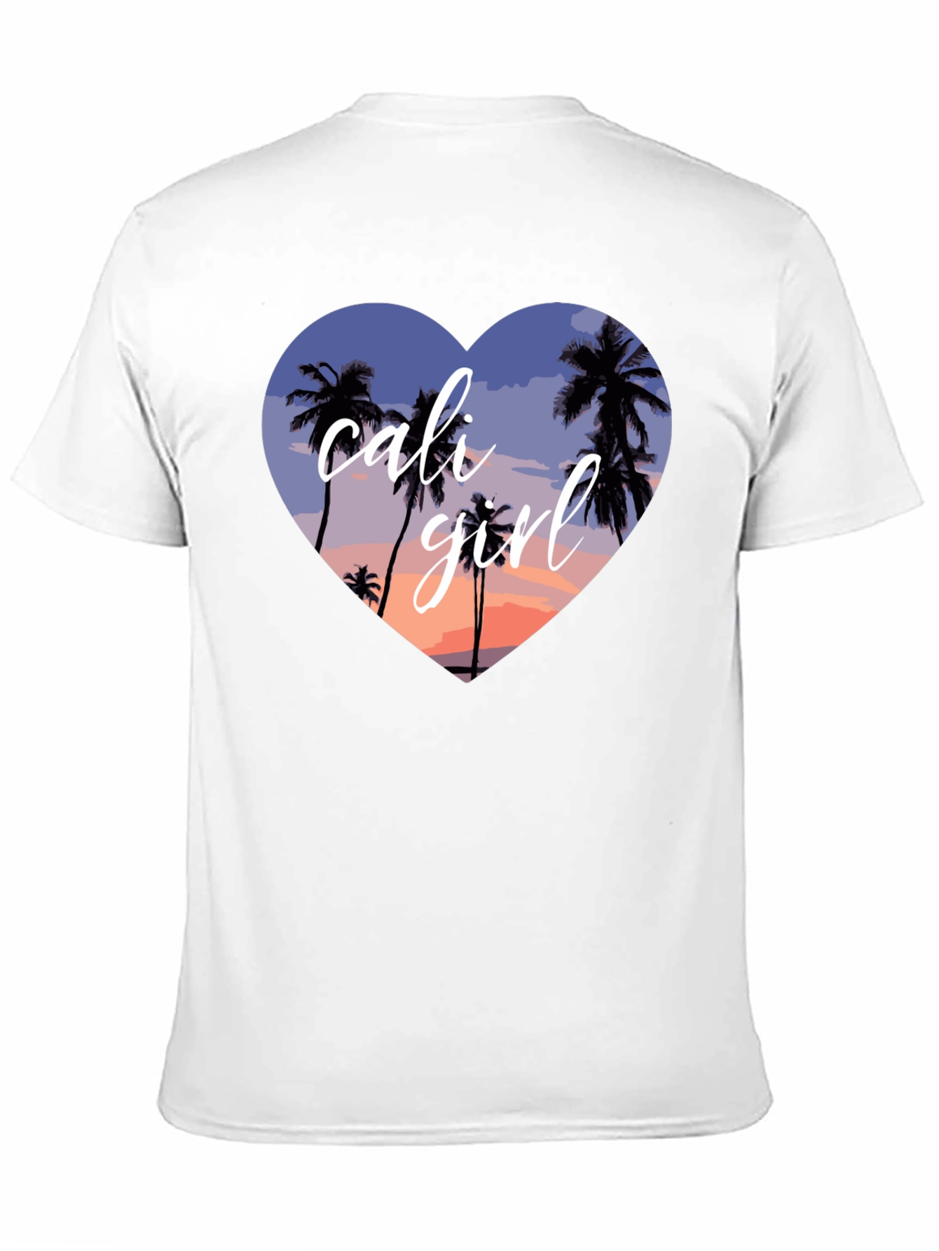 Cali Girl Heart Palm Tree Sunset T-Shirt