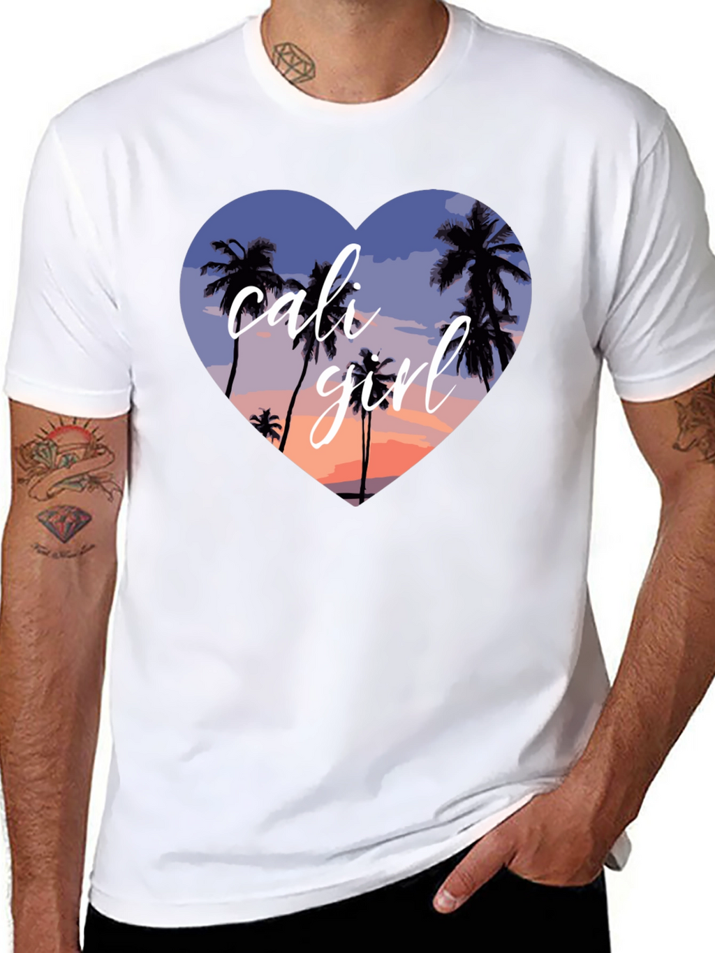 Cali Girl Heart Palm Tree Sunset T-Shirt