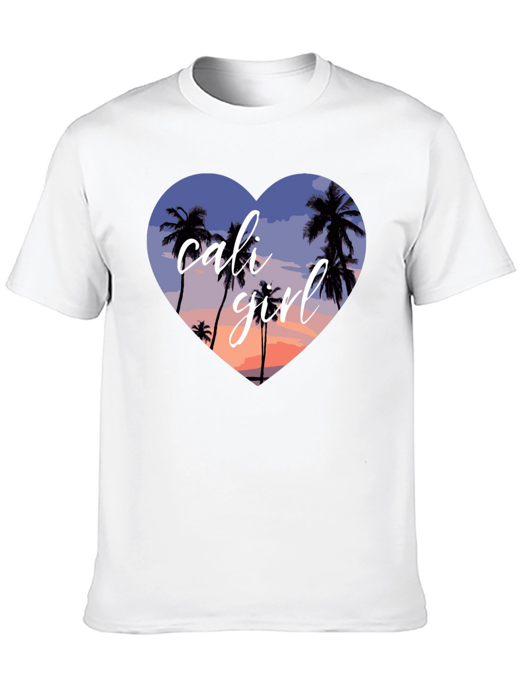 Cali Girl Heart Palm Tree Sunset T-Shirt