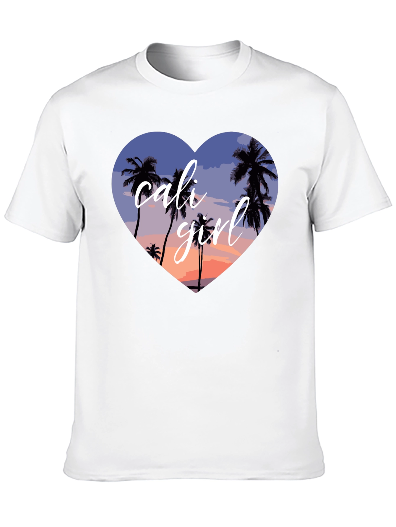 Cali Girl Heart Palm Tree Sunset T-Shirt