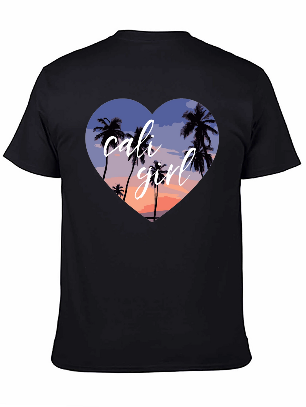 Cali Girl Heart Palm Tree Sunset T-Shirt