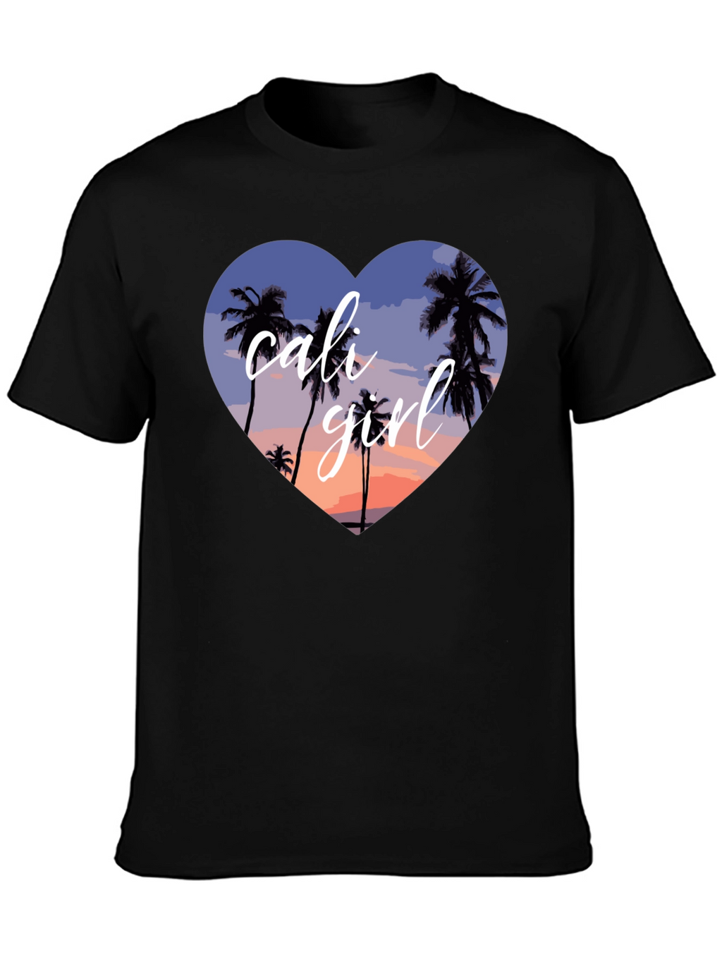Cali Girl Heart Palm Tree Sunset T-Shirt
