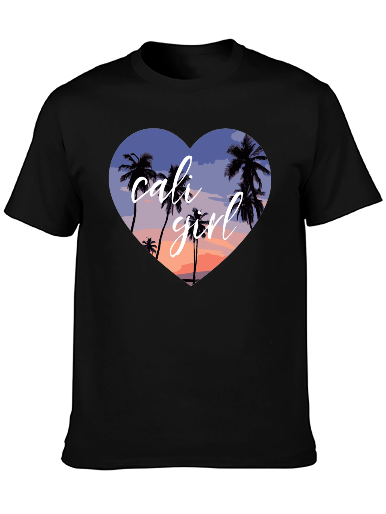 Cali Girl Heart Palm Tree Sunset T-Shirt