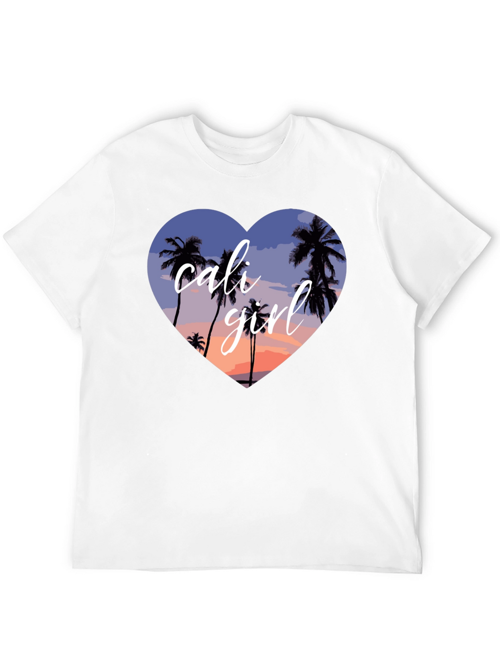 Cali Girl Heart Palm Tree Sunset T-Shirt