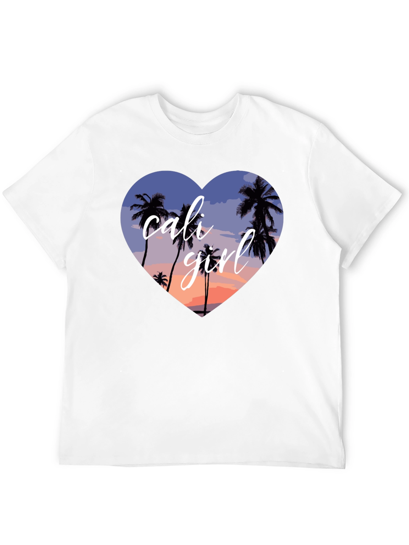 Cali Girl Heart Palm Tree Sunset T-Shirt