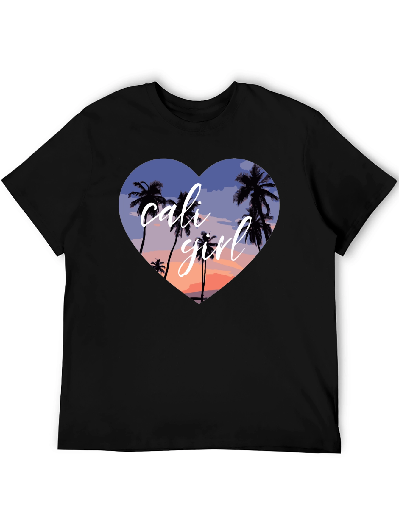 Cali Girl Heart Palm Tree Sunset T-Shirt