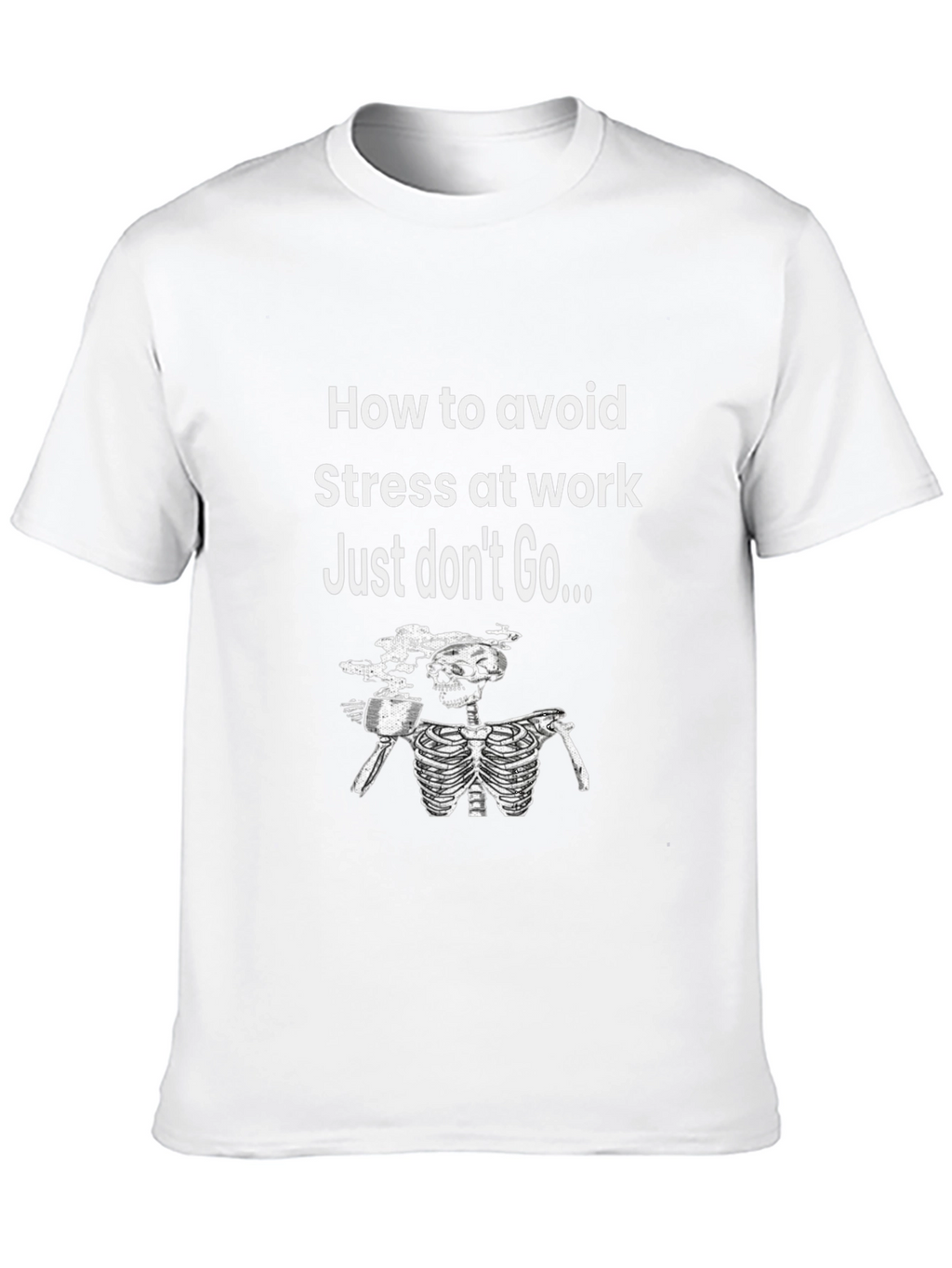 Funny Avoid Stress Skeleton Graphic T-Shirt
