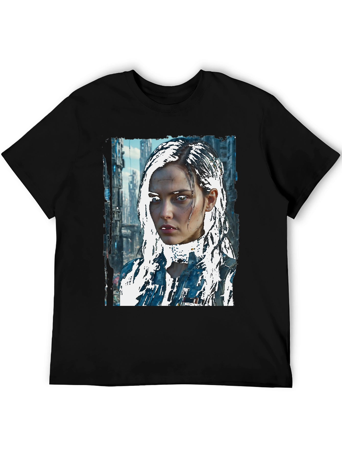 Cyberpunk Girl Graphic Tee - Sci-Fi Style