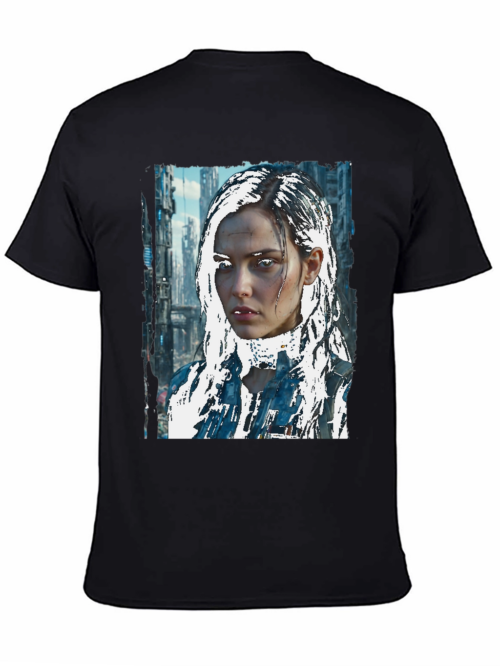 Cyberpunk Girl Graphic Tee - Sci-Fi Style