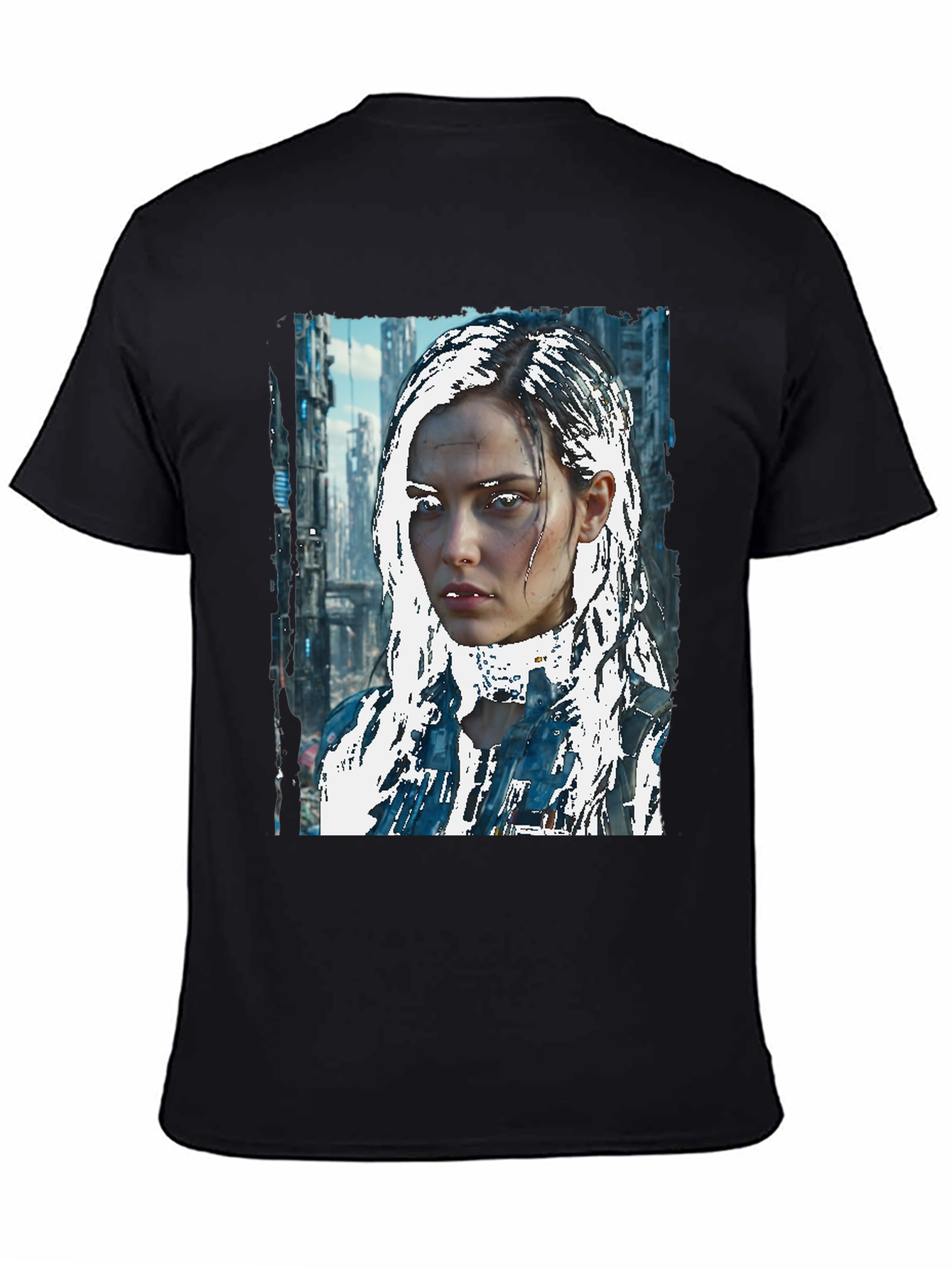 Cyberpunk Girl Graphic Tee - Sci-Fi Style
