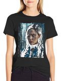 Cyberpunk Girl Graphic Tee - Sci-Fi Style