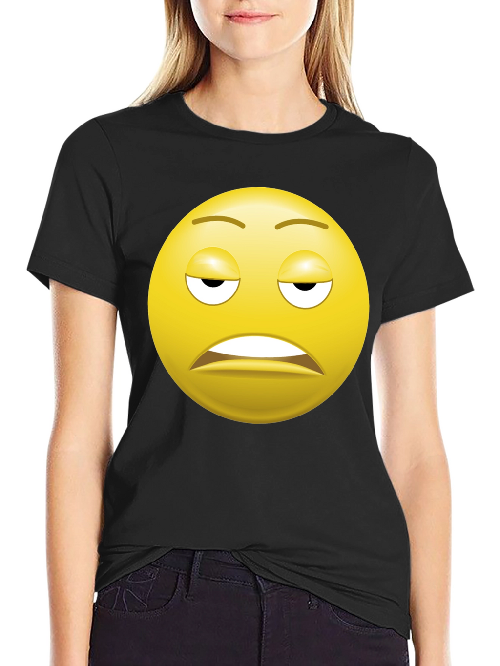 Bored Emoji Black T-Shirt - Express Yourself!
