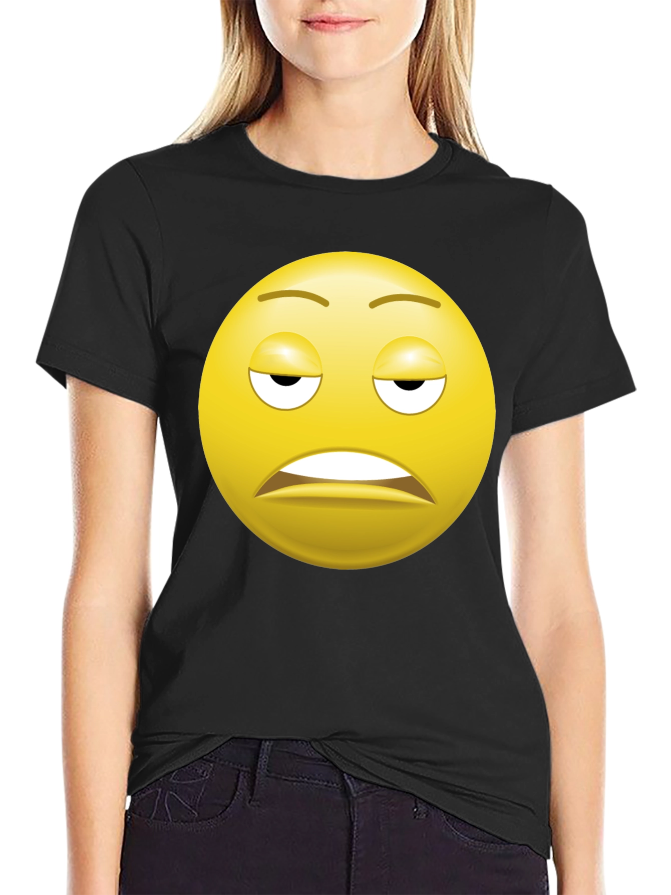 Bored Emoji Black T-Shirt - Express Yourself!