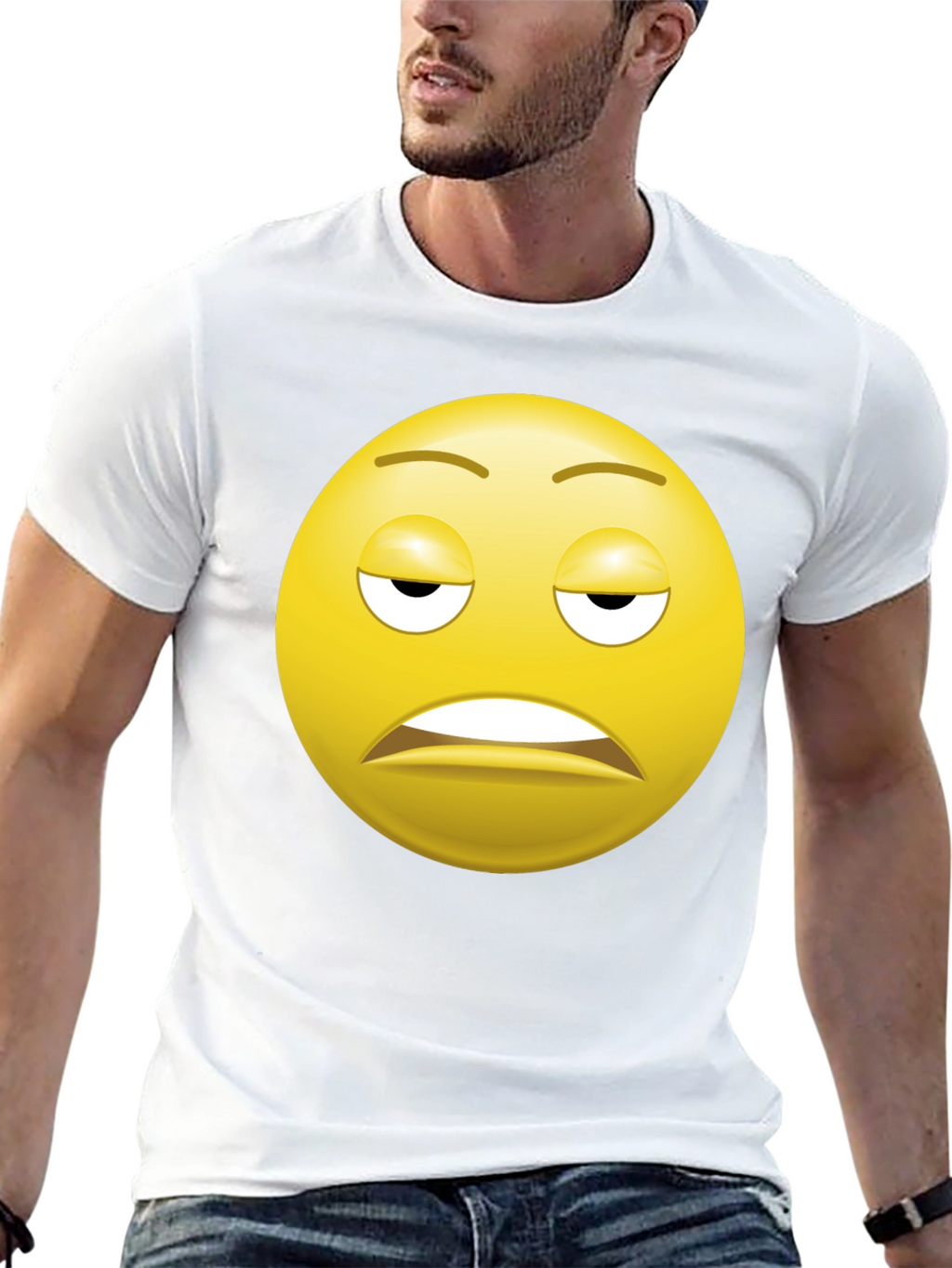 Bored Emoji Black T-Shirt - Express Yourself!