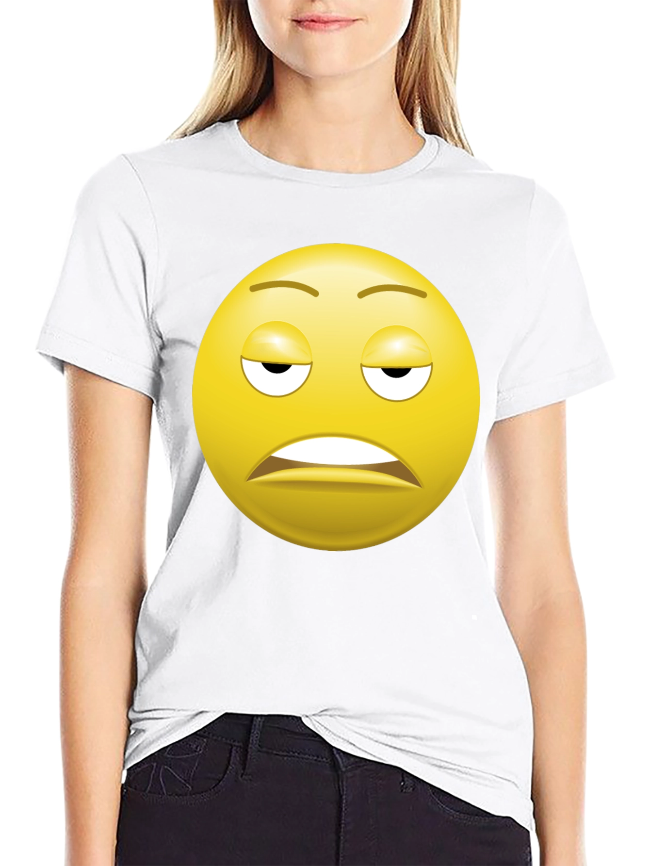 Bored Emoji Black T-Shirt - Express Yourself!