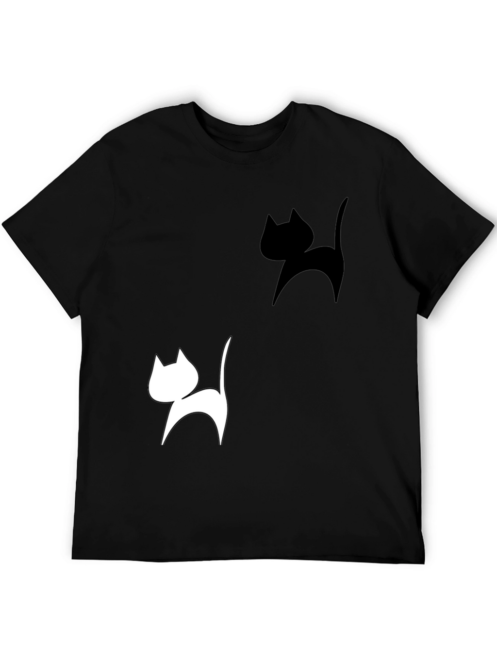 Cat Silhouette Graphic Tee - Black T-Shirt