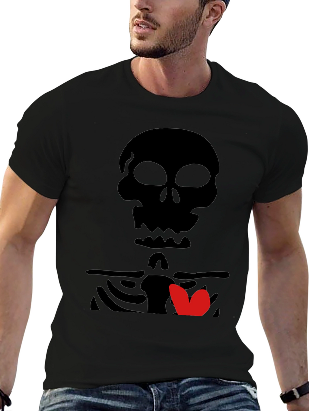Skull & Heart Graphic Tee - Mens Black T-Shirt