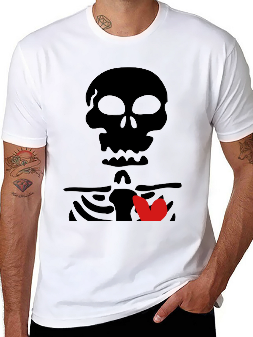 Skull & Heart Graphic Tee - Mens Black T-Shirt