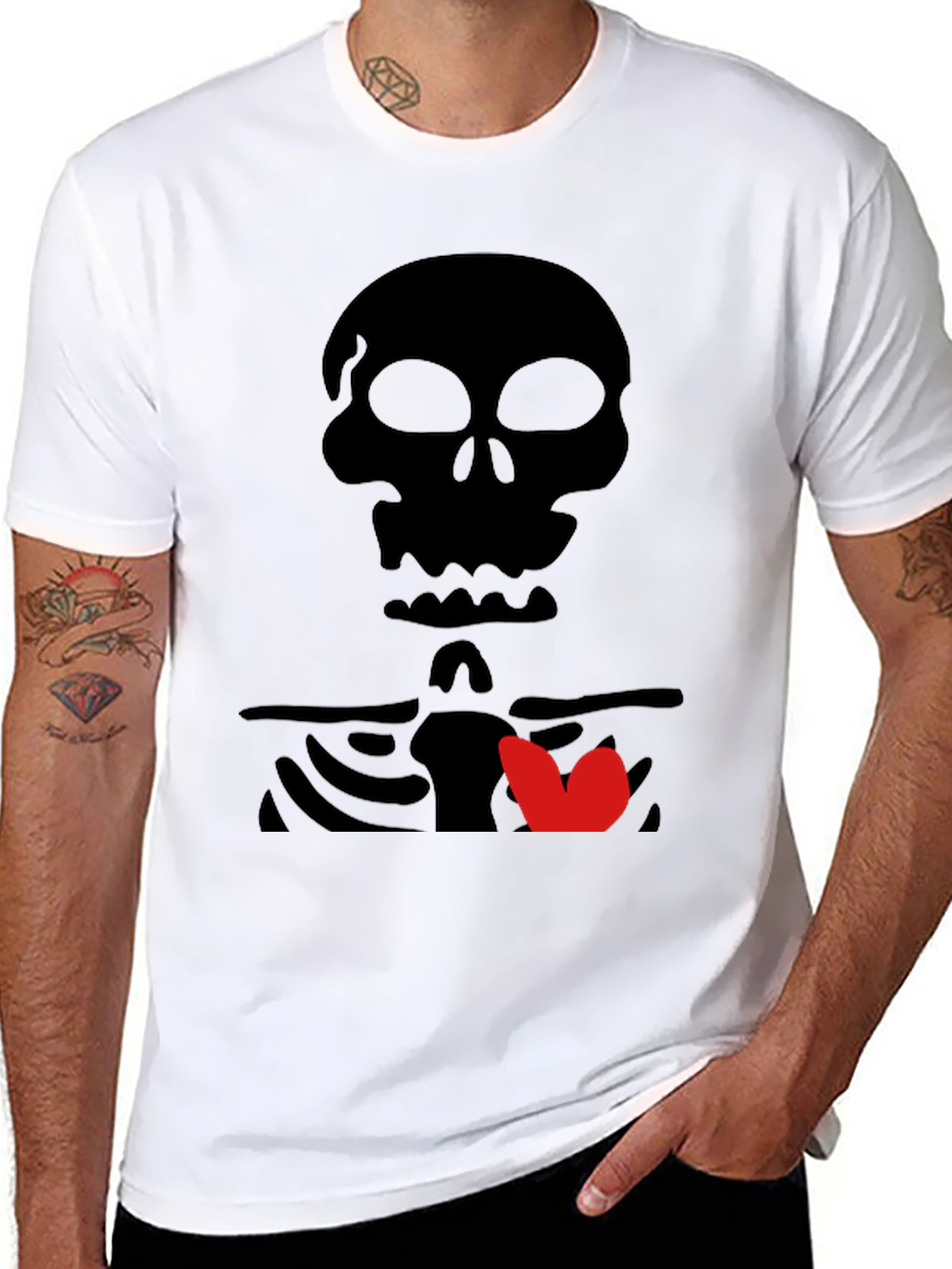 Skull & Heart Graphic Tee - Mens Black T-Shirt